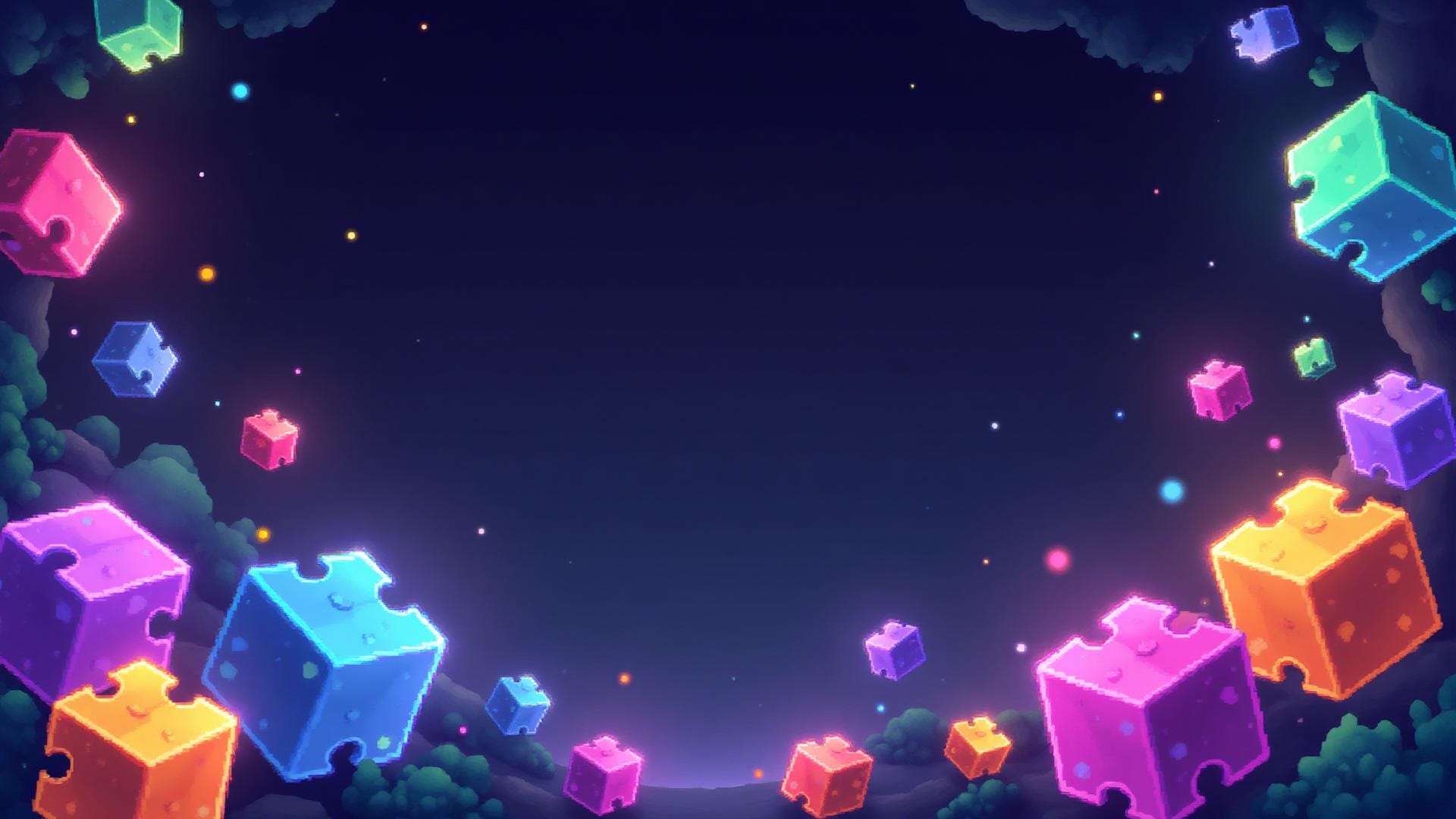Abstract background with pixelated and glowing geometric shapes